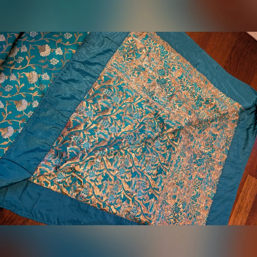 Aqua Banarasi Weave Lehenga Choli - Picture 7 of 8